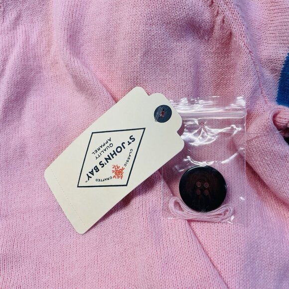 St. Johns Bay Womens Pink Button Front Retro Stripe Cardigan Sweater XL - Picture 5 of 5